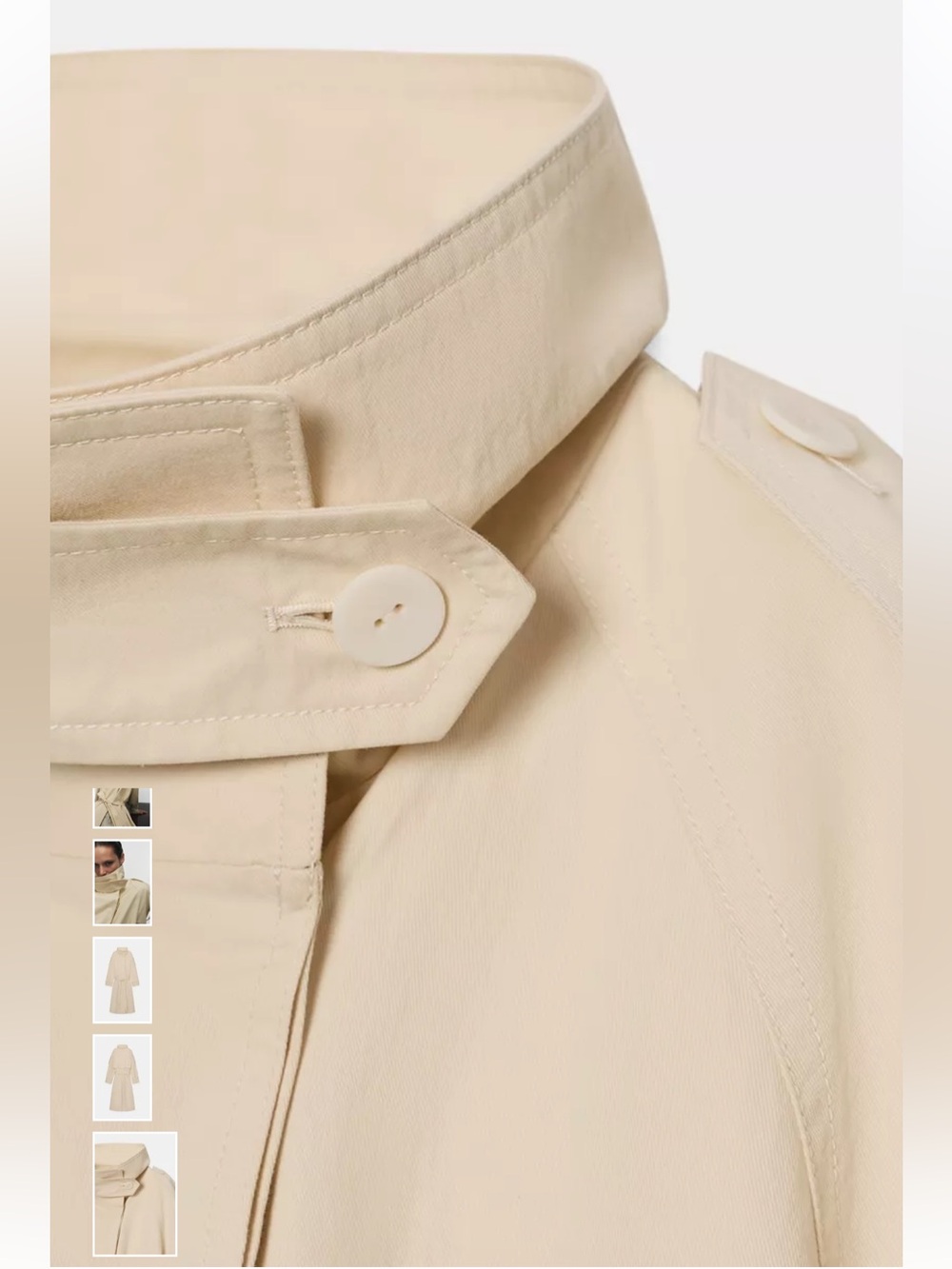 Zara Light Cream Long Trench Coat with Tie Belt - Picture 7 of 7